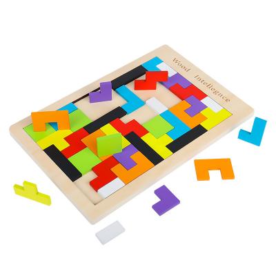 China DIY TOY Attractive Price Russian Block Puzzle Wooden Jigsaw Intelligence Game Jigsaw Toy for sale