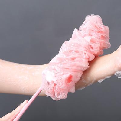 China Long Handle Children And Adults Application Bubble Net Sponge Bath Flower PE Material Long for sale