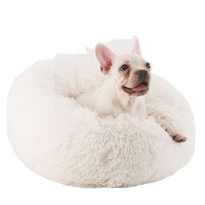 China Wholesale Custom Large White Orthopedic Circular Pet Breathable Cat Dog Bed Luxury Gray Pink Velvet Plush Washable for sale