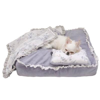 China Wholesale Custom Washable Cheap Washable Fur Plush Pet Bed Mats Luxury Velvet Cat Dog Removable Soothing Fluffy Orthopedic Bed Breathable for sale