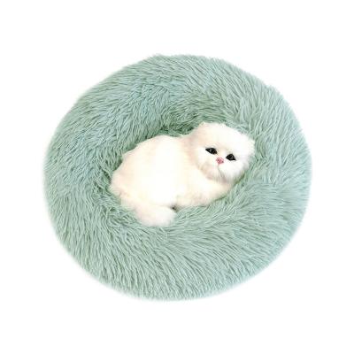 China Hot Sale Dog Bed Cuddler Donut Round Dog Kennel Dog Sofa Washable Ultra Soft Soft Fluffy Breathable Cat Cushion Bed Winter Warm for sale