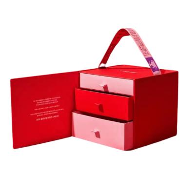 China Recyclable Optional Lovely Soft Pink Gift Box Custom Color Paper Box With Silk Ribbon For Weeding Gift for sale