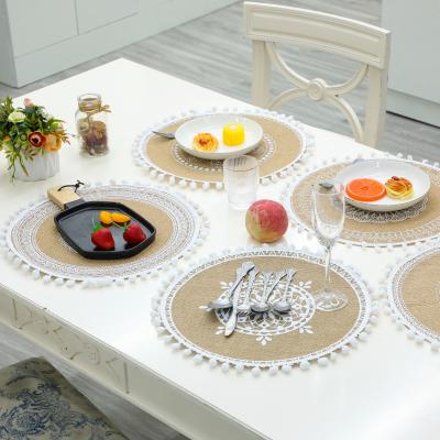 China Stocked Boho Style Table Coasters Rugs Set Fringe Macrame Round Place Mats For Wedding Party for sale