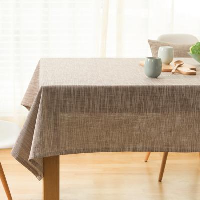 China Japanese style simple design waterproof light brown linen fabric customized size tablecloth for home for sale