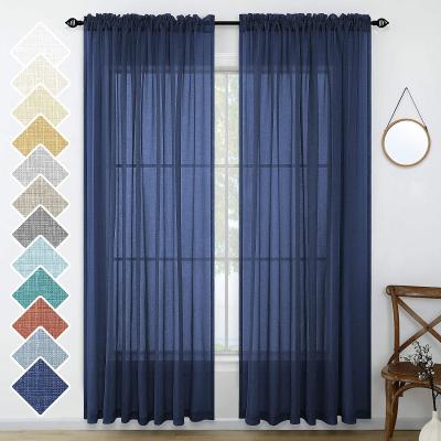 China Sheer Blackout Navy Window Curtains Look Canvas Sail Drapes For Living Room Village Apartment Cabin Garden Canopy Family Room Home Decor for sale