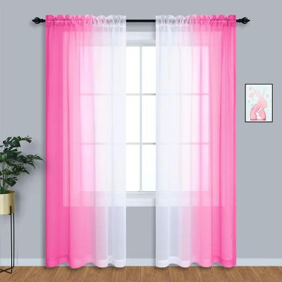 China Girl Modern Teen Bedroom Decor Sheer Ombre Light Pink Curtains For Girls Room Decorations White Pink 42 x 84 in. length for sale