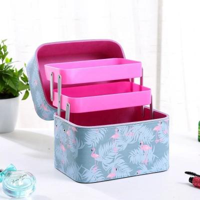 China Large Capacity Flamingo PU Leather Water Resistant Makeup Bag For Women for sale