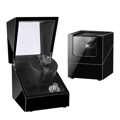 China Double Piano Recyclable Black Gloss Paint Single Watch Winder For Gift for sale