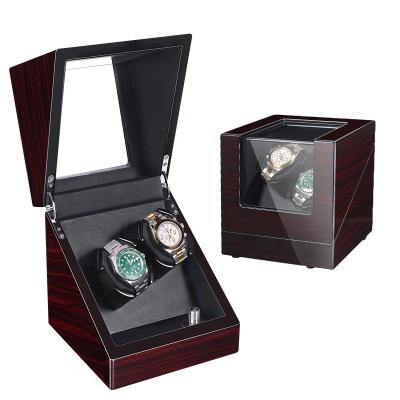 China Wooden Logo Handmade Double 2+0 Single Motor Watch Winder Revolving Black Luxury Custom Recyclable for sale