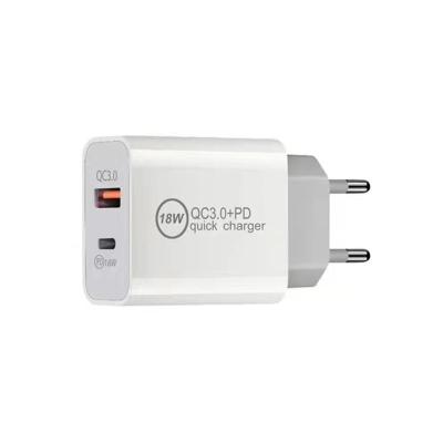 China Mobile Phone Two Ports PD 18W QC Smart Fast Charger Type-C USB Electronic Fast Wall Charger For Smart Phones for sale