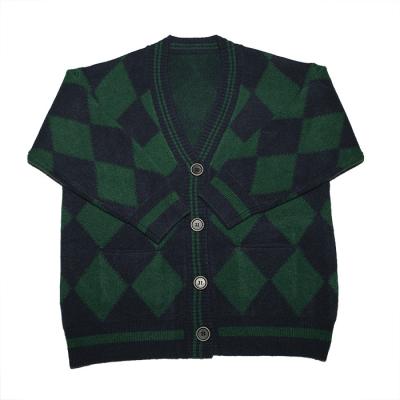 China High Quality Jacquard Men's Diamond Anti-wrinkle Sweater Autumn Winter Sweater Multicolored Cardigan for sale