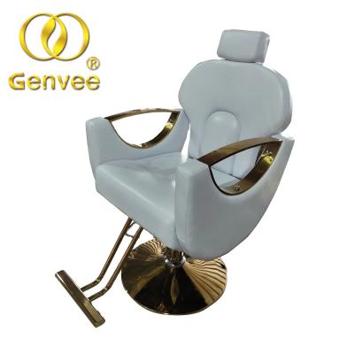 China Luxury Modern Gold Frame Beauty Hair Salon Barber Chair Salon Furniture for sale