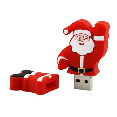 China 2021 Santa Claus Pendrive Shape PVC Christmas Festival Gifts USB Instruments Christmas PVC USB Flash Drive for sale