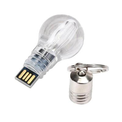 China Creative design pen drive glass metal and glass pendrive bulb shaped usb stick with light flash for sale