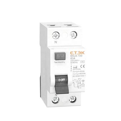 China ETEK EKL6-100B TUV CE Approved 10KA 2P 100A 30mA RCB Type B RCD RCCB 10KA for sale