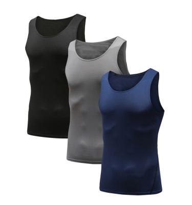 China Men's Workout Muscle Shirts Gym Sleeveless Tank Top Compression Tank Top Baselayer Breathable Cool Dry Compression Shirt for sale