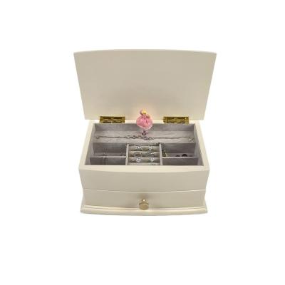 China Jewelery Box Packaging Music Box Small Ornament Small Beige Parisian Girls Wooden Bracelet Ring Gift Box for sale