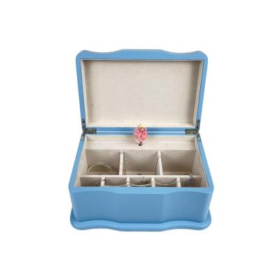 China Packaging Jewelry Display Custom Paint Music Gift Jewelry Box Large Curved Blue Wooden Box for sale