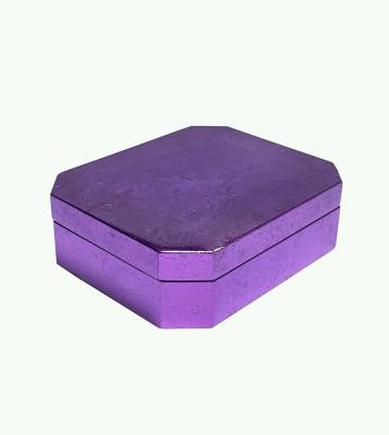 China Custom Purple Europe Color Gold Foil Jewelry Box Velvet Jewelry Box for sale