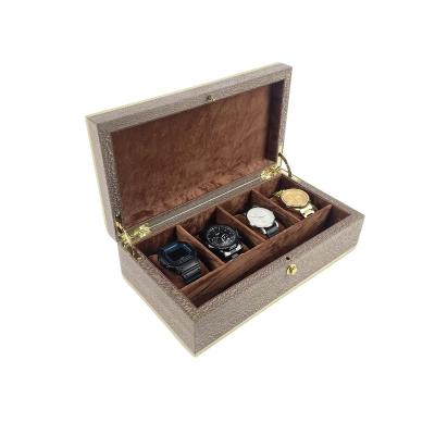 China Custom Matte Tech Wooden Watch Case Luxury Watch Box Stick Watch Gift Box Storage 4 Watches In Wooden Case for sale