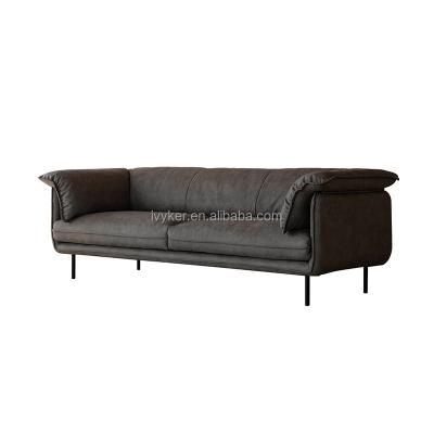 China VK-2244G Nordic modern waterproof nubuck leather technology fabric sofa in 3 seat dark gray sofa for sale