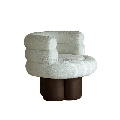 China VK-2236 Japanese cute round shape sofa chair with furry faux lamb sofa soft wool fabric and stool for girls for sale