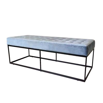 China VK-2011 Button VK-2011 Dressing Room Bench Modern Tufted Ottoman Large Square Blue Square Restaurant Bench for sale