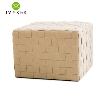 China VK-3004 Modern Room Furniture Cube Lounger Square Pouf Woven Ottoman Woven Stool For Living Room for sale