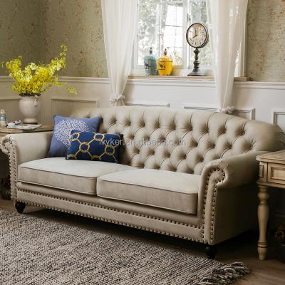 China VK-2215B Most Popular European Family Use Home Furniture Beige Tufted 3+2 Seater Sofa Set Made In China for sale