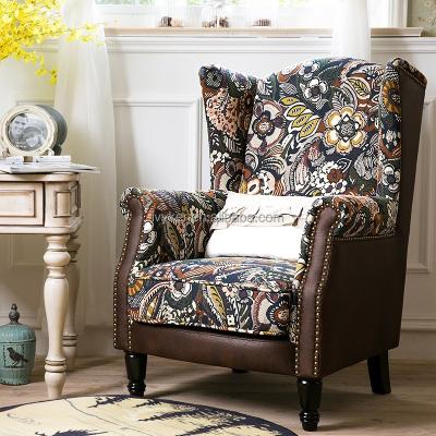 China VK-2209 Shanghai Furniture Manufacturer Retro Family Room Furniture Embroidery Sofa Wing Chair for sale