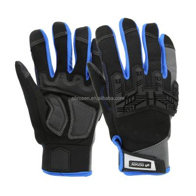 China Hand Knuckle Impact Resistant Protective Double-stitched TPR Touch Screen Cut Blue Construction Safety Gloves For Men for sale