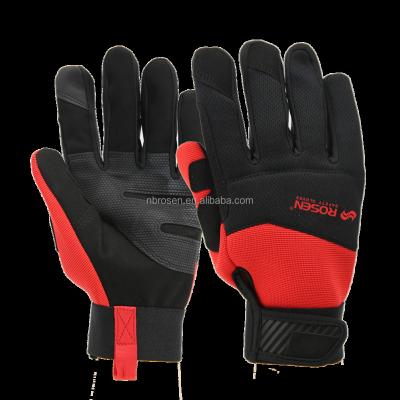 China Custom Mechanic Logo Double-Stitched Safety Work Gloves Anti-Slip Dot Palm Soft Elastic Contact Construction Punching Screen Wholesale for sale