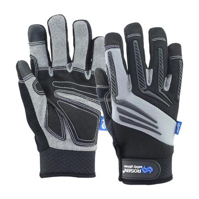 China Assembly and Mechanical Work Logo Clute Cut Custom Dexterity Soft Microfiber SBR padding Lightweight Palm PU Leather Assembly Work Safety Industry Mechanical Glove for sale