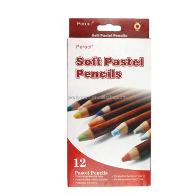 China Artist 12 Pieces Perfect Bright Color Wooden Soft Pastel Pencils Set for sale