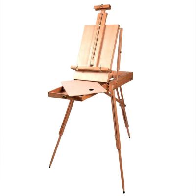 China French Portable Folding Easel Artist Wooden Paint Easel Box Sketch Box Display Painting Durable Easel for sale