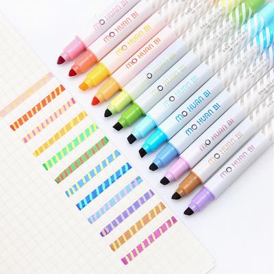 China Highlighter Bars Art Diary Album Color Pen Plastic Double-headed Color-changing Hand-Painted Students Use Special Marker Pen Stationery for sale