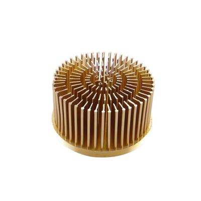 China LED Lighting Customization Product Heatsink Gold Color Round Aluminum Cold Forge Type Large Heatsink For Lighting Etc. of LEDs for sale