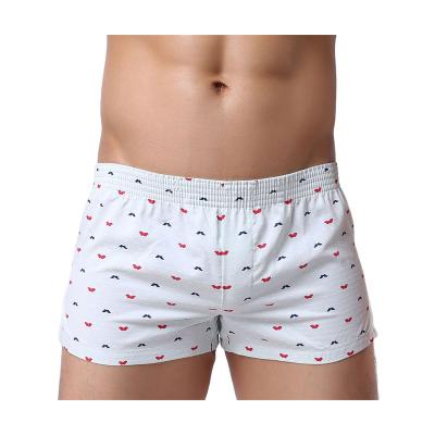 China Breathable Mens Low Rise Baggy Briefs Check Printing Boxer Briefs Four-Corner Briefs for sale