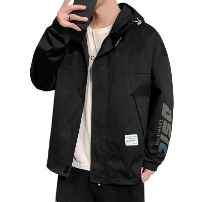 China Autumn waterproof light fashion hooded men's letter jacket baseball suit reflective colorful brand for sale