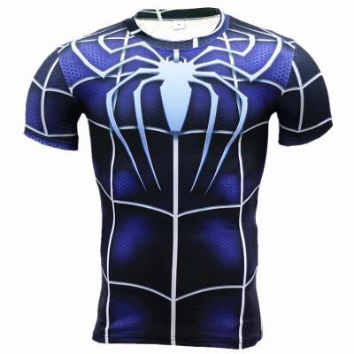 China European and American custom men's 3D digital printing superman T-shirt sports tights breathable quick-drying short-sleeved fitness for sale