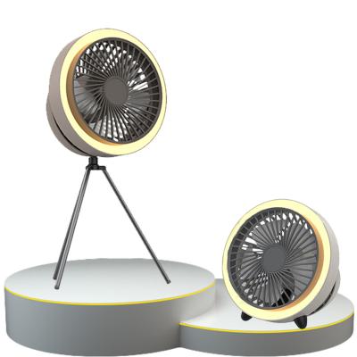 China Garden Camping Outdoor Fan USB LED Light Rechargeable Fan with Tripod Stand Table Camping Lantern Remote Control Light Fan for sale