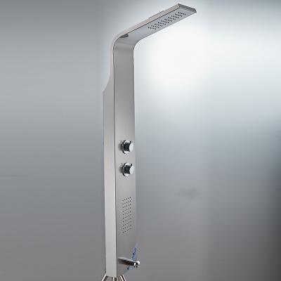 China Wall Mounted Bodyless Shower Panel Bathroom Stainless Steel Waterfall Shower Column Set Tower Massage Bodyless Slide Bar Jets Shower Panels for sale