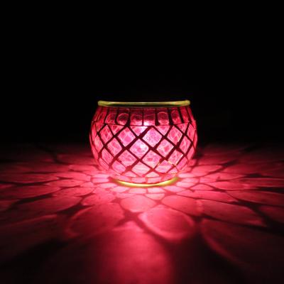 China Hot Selling Red Glass Garden Lawn Pot Decorative Led Solar Garden Light for sale