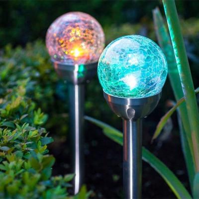 China Garden Led Outdoor Stainless Steel Ball Shape Socket Security Solar Lawn Garden Light for sale