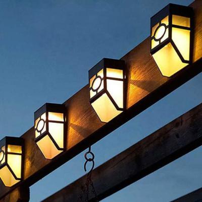 China Garden Led Garden Lantern Outdoor Security Powered Plastic Fence Lamp Solar Wall Light for sale