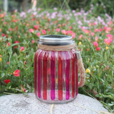 China Garden Color Outdoor Hanging Solar Glass Jar Light for sale