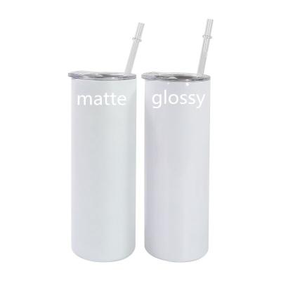 China Sustainable 20oz stainless steel insulated white matte blank straight sublimation tumbler 20 oz with plastic straw for sale