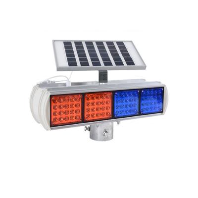 China Solar Traffic LED Flash Light Roadway Safety Warning Flash Strobe Dual Side Red Blue Light for sale