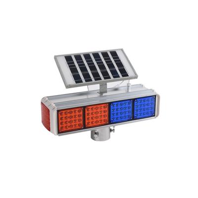 China Double Side Traffic Solar Warning Lights Construction Safety Solar Roadway Safety Flash Lamp Four Barrier Light Red Blue Night Led Flash Lamp for sale