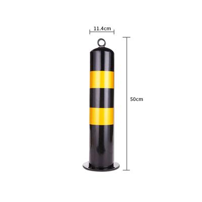 China Pavement Safety Steel Galvanized Yellow Black Reflective Guardrail Warning Post With Chain Hanging Ring for sale